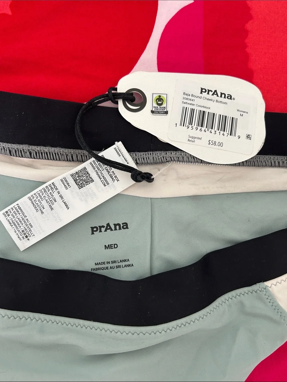 Prana Women's Sage, Black & Cream Colorblock Bikini Bottom